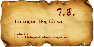 Tiringer Boglárka névjegykártya