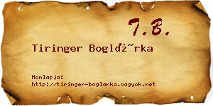 Tiringer Boglárka névjegykártya